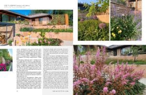 Puutarha kukilla. Kuvassa on valkoisia värejä. Sisältää myös ulkona, tekstin, puun.