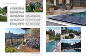 Kollaasi talosta. Kuvassa on valkoinen ja harmaa väri. Sisältää myös kasvin, puun, rakennuksen.