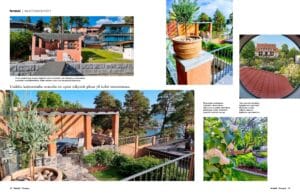 Kollaasi taloista. Kuvassa on valkoisia värejä. Sisältää kasveja ja puita. Mukana myös kuvakaappaus, ulkona, kukkaruukku.