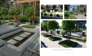 Kollaasi talosta. Kuvassa on valkoinen ja harmaa väri. Mukana myös kasvi, puu, ulkona.