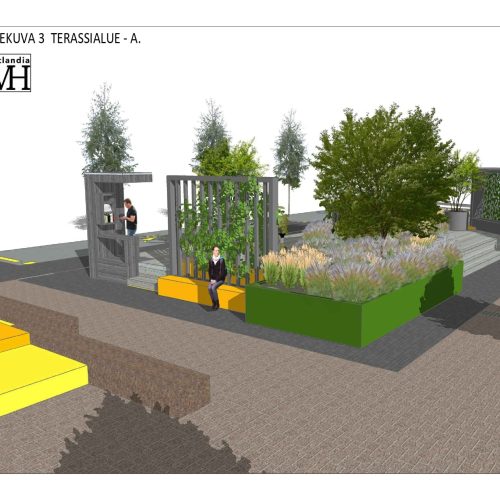 Graafinen käyttöliittymä. Kuvassa on valkoinen ja harmaa väri. Sisältää myös puun, kasvin, kuvakaappauksen.