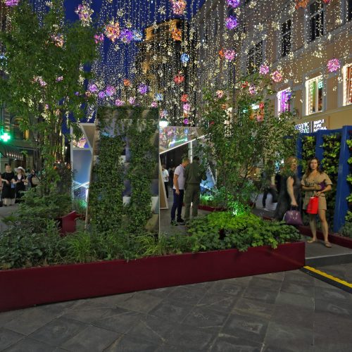 Ryhmä ihmisiä kävelemässä puun ympärillä valojen kanssa. Kuvassa on harmaat värit. Näyttää yhden henkilön. Mukana myös joulukuusi, joulu, rakennus.