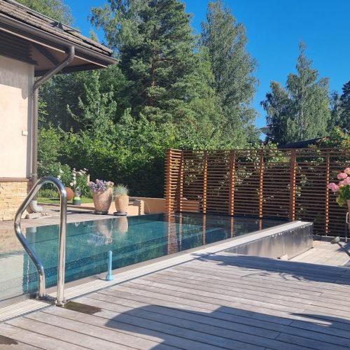 Allas kannella. Kuvassa on harmaat värit. Sisältää myös ulkona, rakennuksen, kasvin.