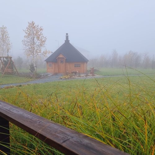 Puinen silta pellon yli. Kuvassa on harmaa ja valkoinen väri. Sisältää puun ja talon. Sisältää myös ruohoa, ulkona, kasveja.